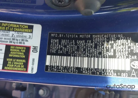 2015 Toyota Corolla S Plus from USA, damaged, VIN 2T1BURHE7FC319511